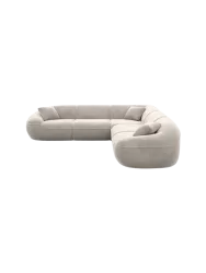 5-Sitzer Design Ecksofa „Kitana“ mit Samtbezug Samtbezug Sand BLOOMINGLOFT Collection