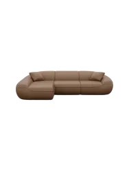 4-Sitzer Design Echtleder Ecksofa „Kitana“ Echtleder Choco Brown BLOOMINGLOFT Collection