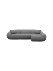 4-Sitzer Design Echtleder Ecksofa „Kitana“ Echtleder Dark Grey BLOOMINGLOFT Collection