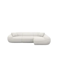 4-Sitzer Design Ecksofa „Kitana“ mit Strukturstoff-Bezug Strukturstoff Weiss BLOOMINGLOFT Collection