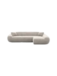 4-Sitzer Design Ecksofa „Kitana“ mit Samtbezug Samtbezug Sand BLOOMINGLOFT Collection