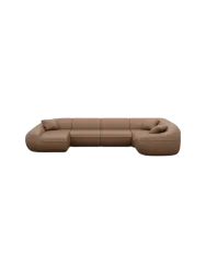 6-Sitzer Design Echtleder Panorama-Sofa „Kitana XL“ Echtleder Choco Brown BLOOMINGLOFT Collection