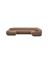 6-Sitzer Design Panorama-Sofa „Kitana XL“ mit Strukturstoff-Bezug Strukturstoff Braun BLOOMINGLOFT Collection