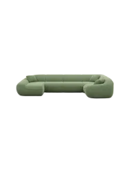6-Sitzer Design Panorama-Sofa „Kitana XL“ mit Strukturstoff-Bezug Strukturstoff Grün BLOOMINGLOFT Collection