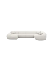 6-Sitzer Design Panorama-Sofa „Kitana XL“ mit Strukturstoff-Bezug Strukturstoff Weiss BLOOMINGLOFT Collection