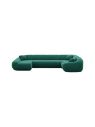 6-Sitzer Design Panorama-Sofa „Kitana XL“ mit Samtbezug Samtbezug Grün BLOOMINGLOFT Collection