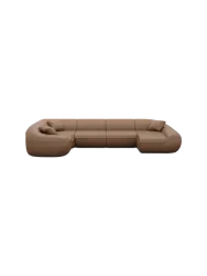 6-Sitzer Design Echtleder Panorama-Sofa „Kitana XL“ Echtleder Choco Brown BLOOMINGLOFT Collection