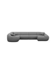 6-Sitzer Design Echtleder Panorama-Sofa „Kitana XL“ Echtleder Dark Grey BLOOMINGLOFT Collection