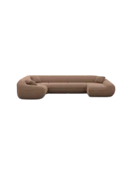 6-Sitzer Design Panorama-Sofa „Kitana XL“ mit Strukturstoff-Bezug Strukturstoff Braun BLOOMINGLOFT Collection