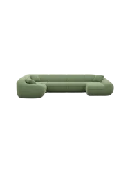 6-Sitzer Design Panorama-Sofa „Kitana XL“ mit Strukturstoff-Bezug Strukturstoff Grün BLOOMINGLOFT Collection