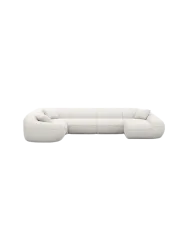 6-Sitzer Design Panorama-Sofa „Kitana XL“ mit Strukturstoff-Bezug Strukturstoff Weiss BLOOMINGLOFT Collection