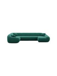 6-Sitzer Design Panorama-Sofa „Kitana XL“ mit Samtbezug Samtbezug Grün BLOOMINGLOFT Collection
