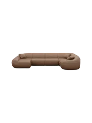 7-Sitzer Design Echtleder Panorama-Sofa „Kitana XXL“ Echtleder Choco Brown BLOOMINGLOFT Collection