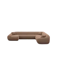 7-Sitzer Design Panorama-Sofa „Kitana XXL“ mit Strukturstoff-Bezug Strukturstoff Braun BLOOMINGLOFT Collection