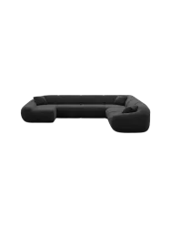 7-Sitzer Design Panorama-Sofa „Kitana XXL“ mit Samtbezug Samtbezug Schwarz BLOOMINGLOFT Collection