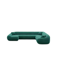 7-Sitzer Design Panorama-Sofa „Kitana XXL“ mit Samtbezug Samtbezug Grün BLOOMINGLOFT Collection