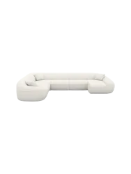 7-Sitzer Design Panorama-Sofa „Kitana XXL“ mit Bouclé-Bezug Bouclé White BLOOMINGLOFT Collection