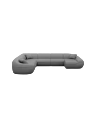 7-Sitzer Design Echtleder Panorama-Sofa „Kitana XXL“ Echtleder Dark Grey BLOOMINGLOFT Collection