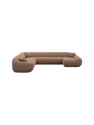 7-Sitzer Design Panorama-Sofa „Kitana XXL“ mit Strukturstoff-Bezug Strukturstoff Braun BLOOMINGLOFT Collection