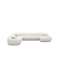 7-Sitzer Design Panorama-Sofa „Kitana XXL“ mit Strukturstoff-Bezug Strukturstoff Weiss BLOOMINGLOFT Collection