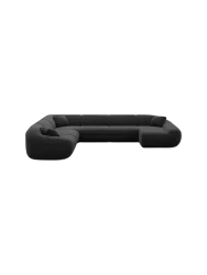 7-Sitzer Design Panorama-Sofa „Kitana XXL“ mit Samtbezug Samtbezug Schwarz BLOOMINGLOFT Collection