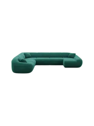 7-Sitzer Design Panorama-Sofa „Kitana XXL“ mit Samtbezug Samtbezug Grün BLOOMINGLOFT Collection