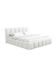 Design Polsterbett „Lava“ mit Ablagefach, Bouclé Weiss BLOOMINGLOFT Collection