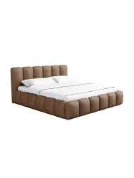 Design Polsterbett „Lava“ mit Ablagefach, Kunstleder Choco Brown Kunstleder Schokobraun BLOOMINGLOFT Collection