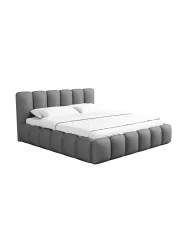 Design Polsterbett „Lava“ mit Ablagefach, Kunstleder Grau BLOOMINGLOFT Collection