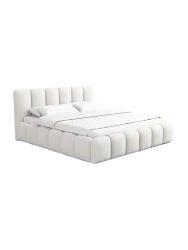 Design Polsterbett „Lava“ mit Ablagefach, Webstoff Weiss Strukturstoff Weiss BLOOMINGLOFT Collection