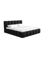 Design Polsterbett „Lava“ mit Ablagefach, Samt Schwarz BLOOMINGLOFT Collection