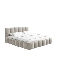 Design Polsterbett „Lava“ mit Ablagefach, Samt Sand BLOOMINGLOFT Collection