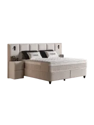 Design Boxspringbett „Lennon“, verschiedene Grössen Beige hell SCANDIBEDDING