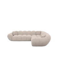 5-Sitzer Design Ecksofa „Levante“ mit Strukturstoff-Bezug Strukturstoff Beige BLOOMINGLOFT Collection