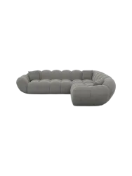 5-Sitzer Design Ecksofa „Levante“ mit Strukturstoff-Bezug Strukturstoff Grau BLOOMINGLOFT Collection