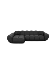 4-Sitzer Design Echtleder Ecksofa „Levante“ Echtleder Schwarz BLOOMINGLOFT Collection