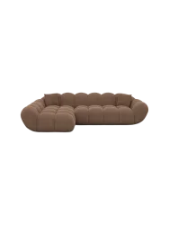 4-Sitzer Design Ecksofa „Levante“ mit Strukturstoff-Bezug Strukturstoff Braun BLOOMINGLOFT Collection