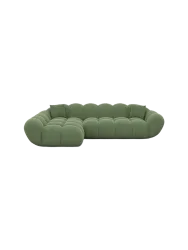 4-Sitzer Design Ecksofa „Levante“ mit Strukturstoff-Bezug Strukturstoff Grün BLOOMINGLOFT Collection