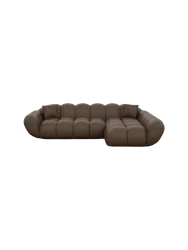 4-Sitzer Design Echtleder Ecksofa „Levante“ Echtleder Dark Brown BLOOMINGLOFT Collection