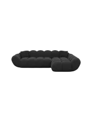 4-Sitzer Design Ecksofa „Levante“ mit Strukturstoff-Bezug Strukturstoff Schwarz BLOOMINGLOFT Collection