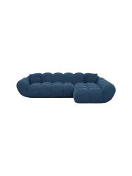 4-Sitzer Design Ecksofa „Levante“ mit Strukturstoff-Bezug Strukturstoff Dunkelblau BLOOMINGLOFT Collection