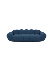 3-Sitzer Design Sofa „Levante“ mit Strukturstoff-Bezug Strukturstoff Dunkelblau BLOOMINGLOFT Collection