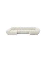 6-Sitzer Design Panorama-Sofa „Levante XL“ mit Bouclé-Bezug Bouclé White BLOOMINGLOFT Collection