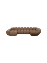 6-Sitzer Design Echtleder Panorama-Sofa „Levante XL“ Echtleder Choco Brown BLOOMINGLOFT Collection
