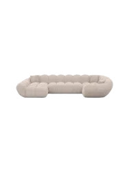 6-Sitzer Design Panorama-Sofa „Levante XL“ mit Strukturstoff-Bezug Strukturstoff Beige BLOOMINGLOFT Collection