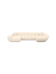 6-Sitzer Design Panorama-Sofa „Levante XL“ mit Strukturstoff-Bezug Strukturstoff Cream BLOOMINGLOFT Collection