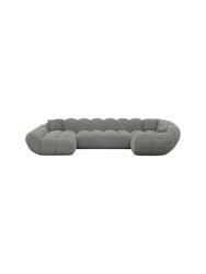 6-Sitzer Design Panorama-Sofa „Levante XL“ mit Strukturstoff-Bezug Strukturstoff Grau BLOOMINGLOFT Collection