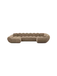 6-Sitzer Design Panorama-Sofa „Levante XL“ mit Samtbezug Samtbezug Braun BLOOMINGLOFT Collection