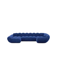 6-Sitzer Design Panorama-Sofa „Levante XL“ mit Samtbezug Samtbezug Königsblau BLOOMINGLOFT Collection
