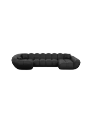 6-Sitzer Design Echtleder Panorama-Sofa „Levante XL“ Echtleder Schwarz BLOOMINGLOFT Collection